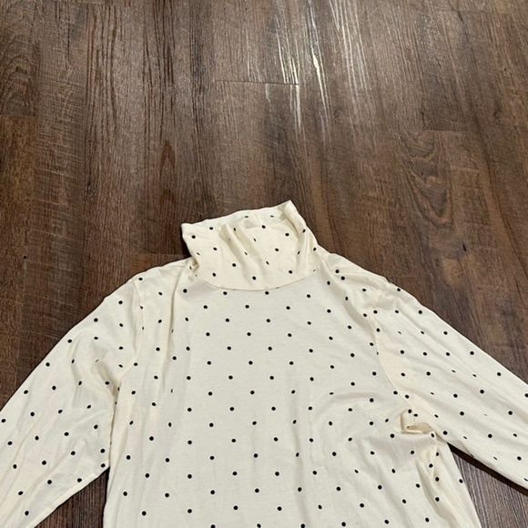 Old Navy XXL Petite Turtleneck Polka Dot Beige Black Long Sleeve - Picture 8 of 8